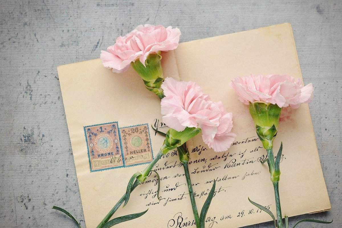 pink - flowers - letter
