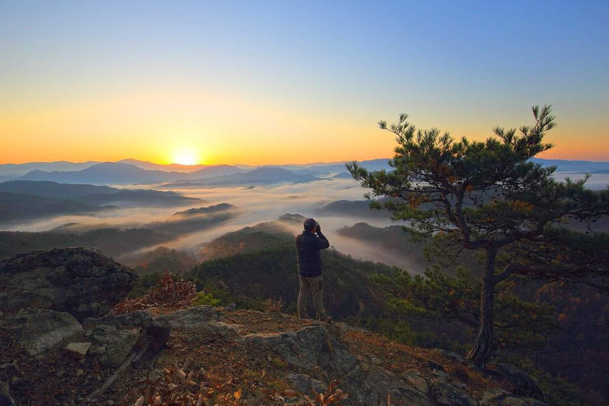 霧の風景-日の出