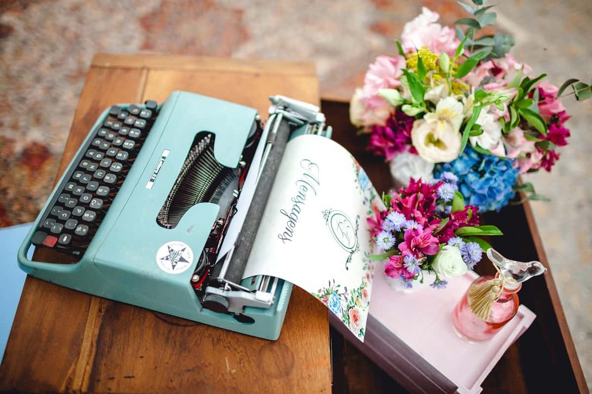 máquina de escrever-flores