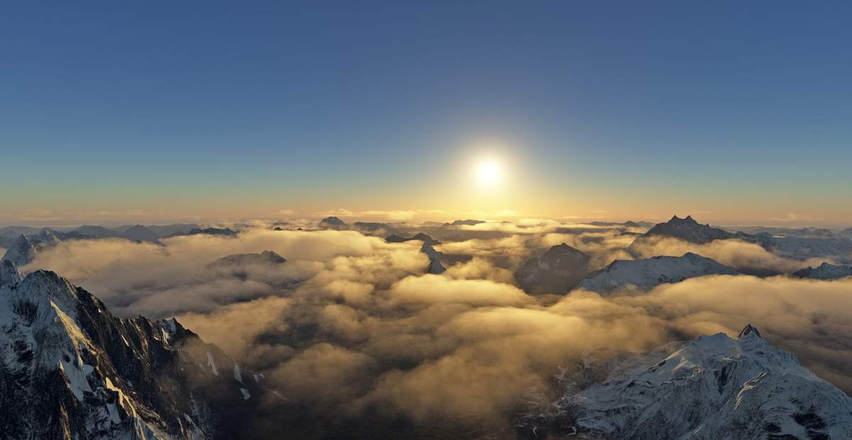 perspectiva por encima de las nubes