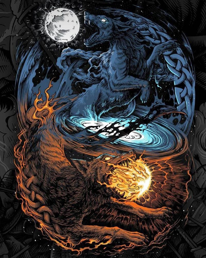 Sköll and Hati: The Celestial Hunters