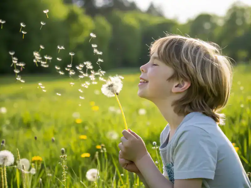 Blowing Dandelions and Making a Wish